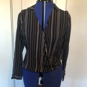 Black and White Wrap Top